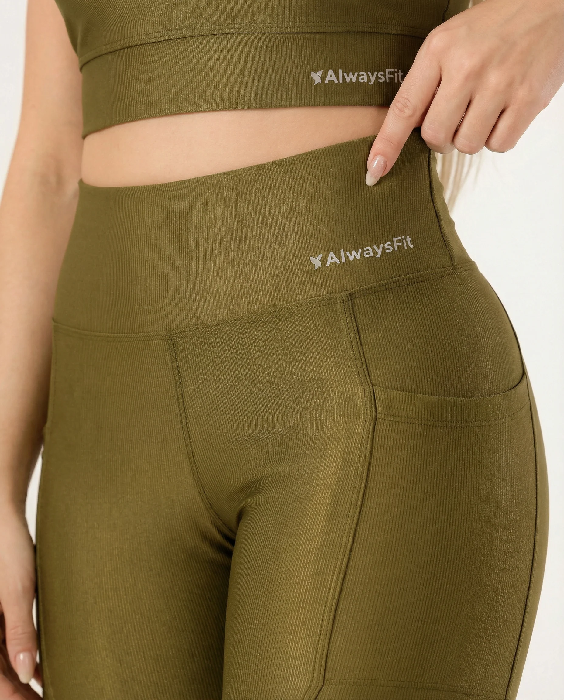 Conjunto Legging e Top Poliamida Canelado Militar  - Always Fit - Image 4