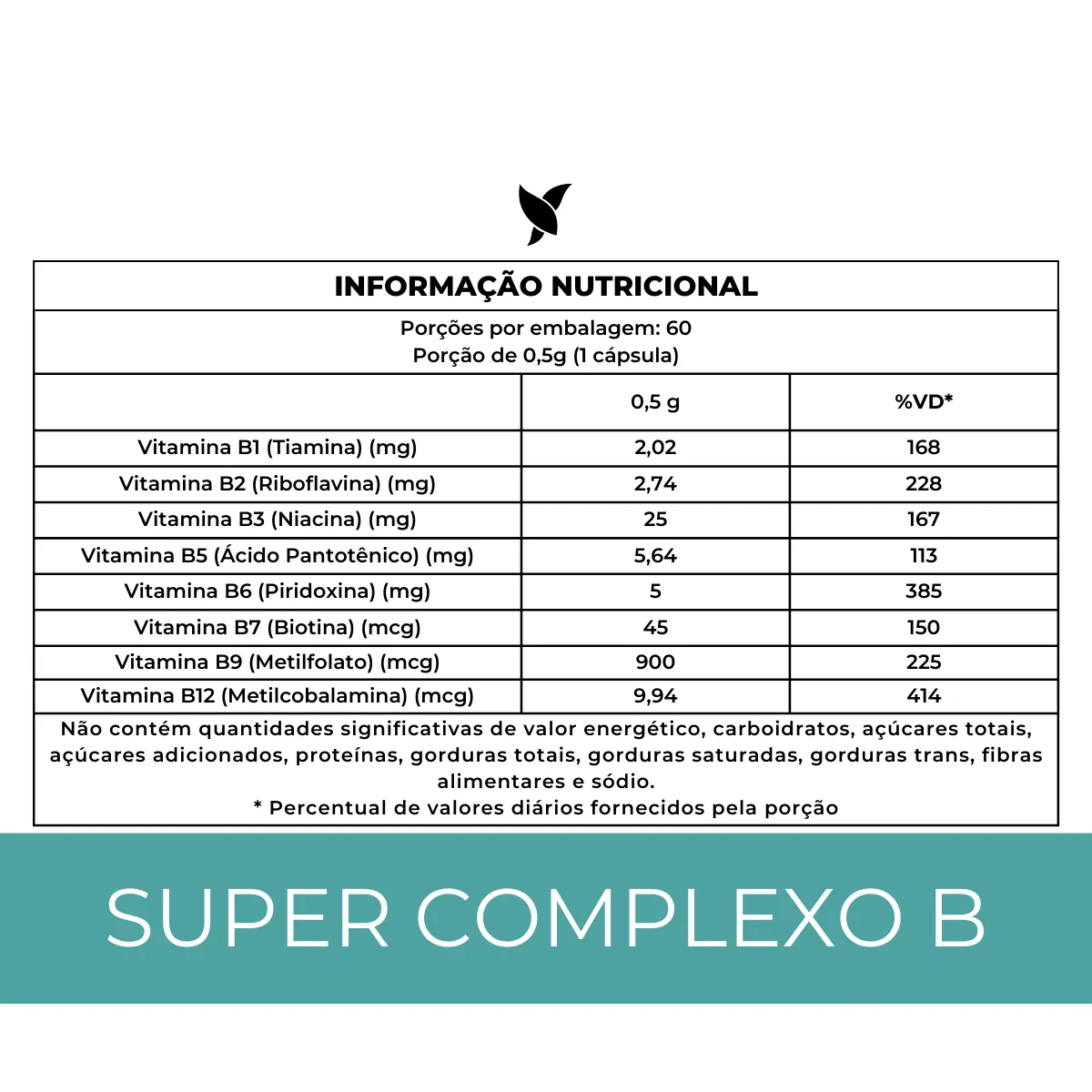 Super Complexo B - (B9 Metilfolato e B12 MetilCobalamina) - 60 Cápsulas - Image 4
